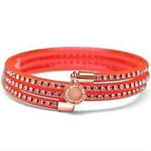 Marc By Marc Jacobs Orange/Pink Wrap Silcone Braclet With Crystals